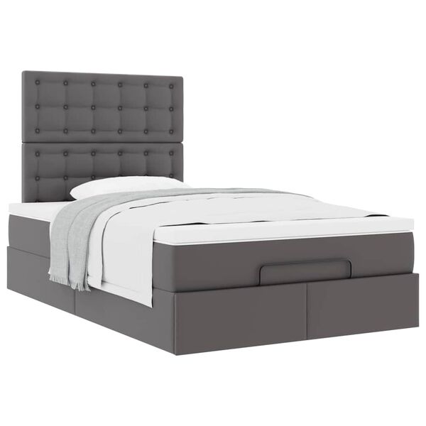 vidaXL Ottoman bed met matras 120x200cm kunstleer grijs