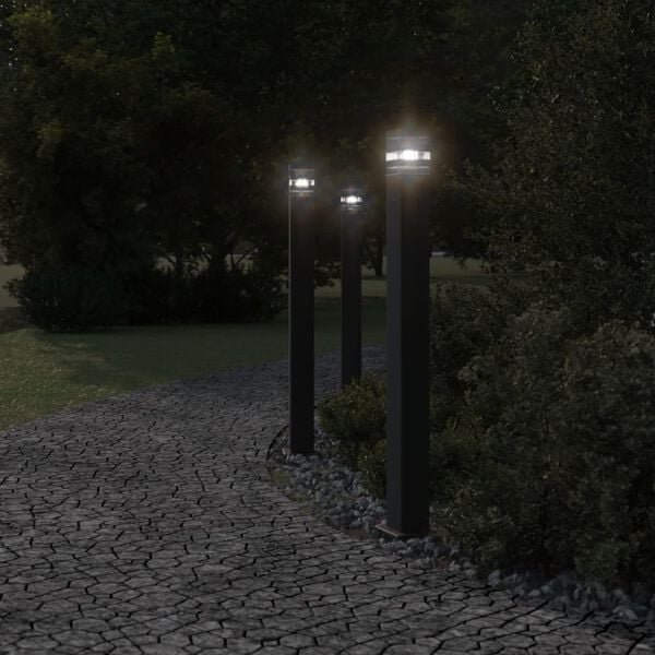 vidaXL Buitenvloerlampen 3 st met stopcontact 110 cm aluminium zwart