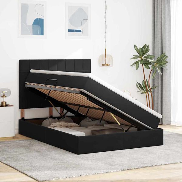 vidaXL Opslag bed met matras met matras Zwart 140 x 200 cm Fluweel
