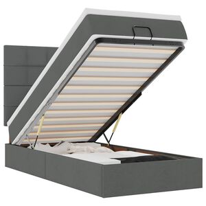 vidaXL Bed poef met matras en LED's stof 80x200 cm donkergrijs