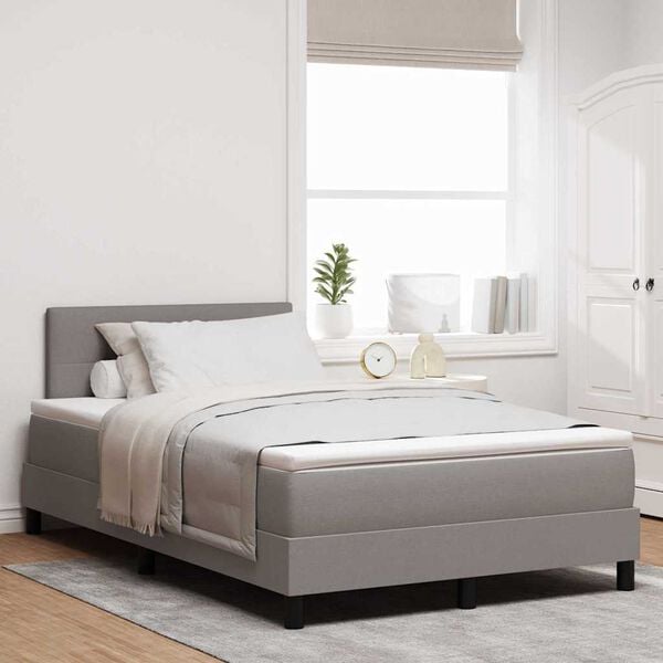 vidaXL Boxspring bed met matras met LED Taupe 120 x 190 cm Stof