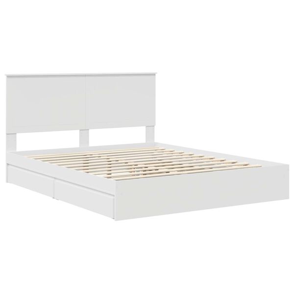 vidaXL Opslag bed met hoofdeinde Wit 160 x 200 cm Bewerkt hout