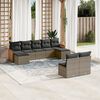 vidaXL 9-delige Loungeset met kussens poly rattan grijs