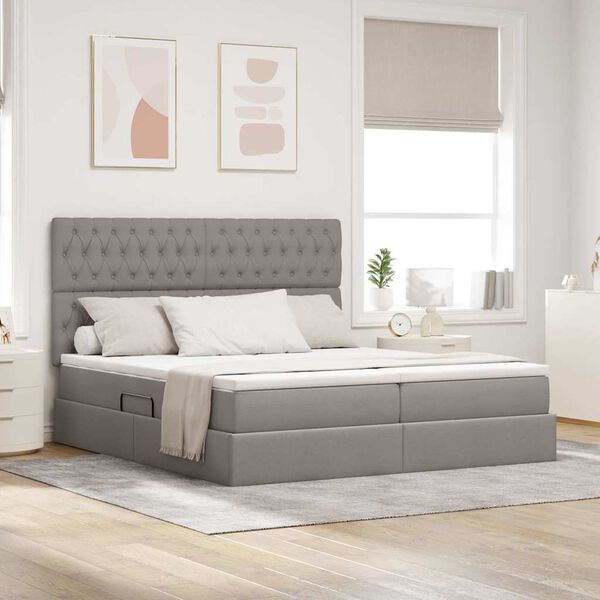vidaXL Opslag bed met matras met opslag Taupe 180 x 200 cm Nep Leer