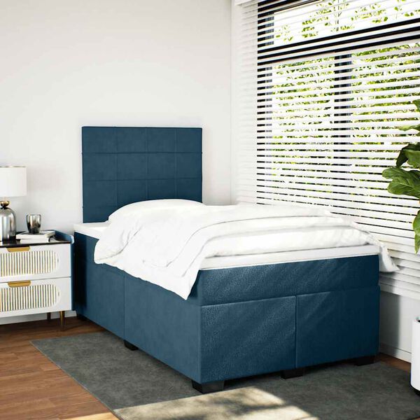 vidaXL Boxspring met matras fluweel blauw 120x190 cm