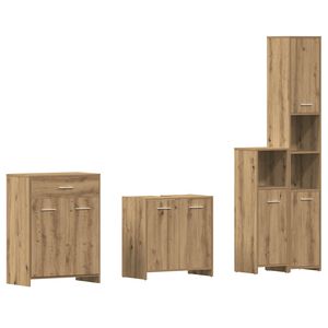vidaXL 4-delige Badkamermeubelset bewerkt hout artisanaal eikenkleur