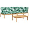 vidaXL 3-delige Loungeset pallet met kussens massief acaciahout