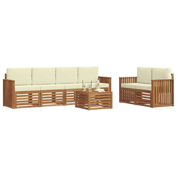vidaXL Sofa-Sets 7 pcs Natuurlijk en Cr&egrave;me Massief Acaciahout