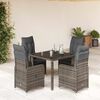 vidaXL 5-delige Bistroset met kussens poly rattan grijs