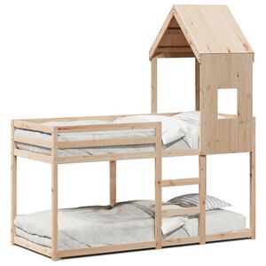 vidaXL Stapelbed met dak massief grenenhout 80x200 cm