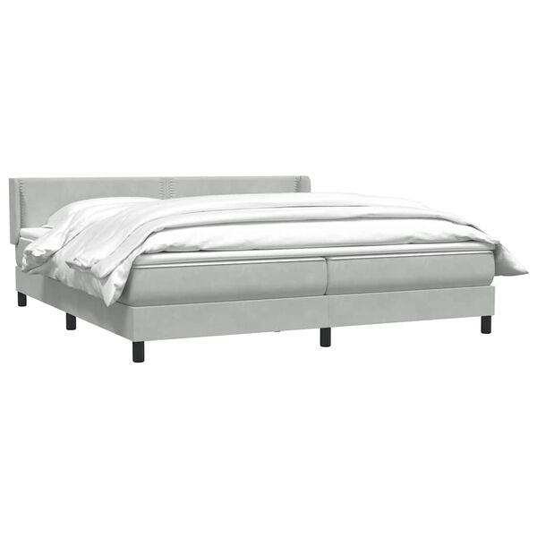 vidaXL Boxspring met matras fluweel lichtgrijs 180x210 cm