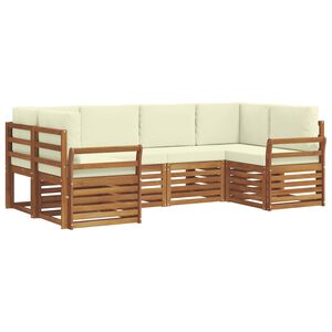vidaXL Hoekbank Set met kussen 6 pcs Natuurlijk en Cr&egrave;me