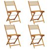 vidaXL Opklapbare stoelen, 4 stuks, beige, massief acaciahout