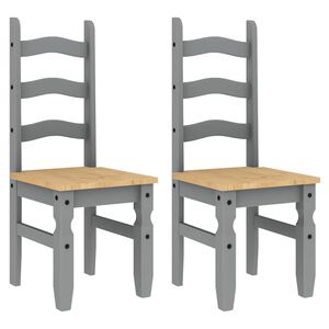 vidaXL Eetkamerstoelen 2 st Corona 42x47x107 cm grenenhout grijs