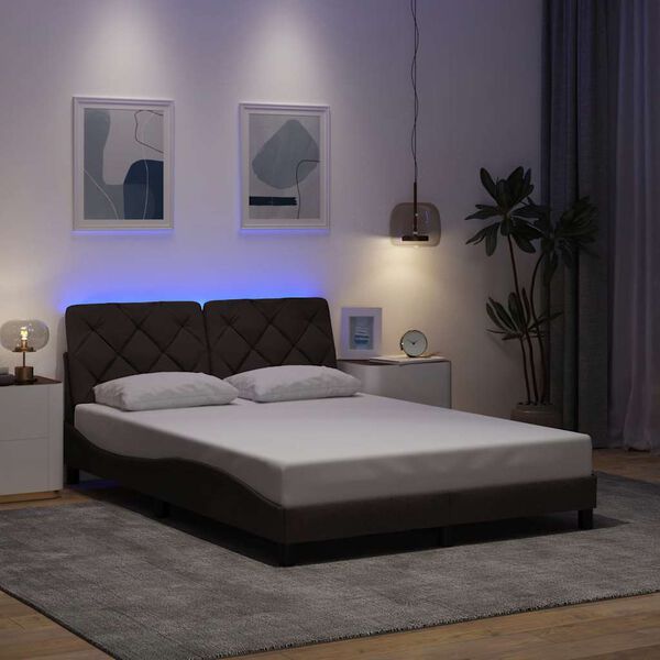 vidaXL Bedframe met LED zonder matras 120x200 cm stof donkerbruin