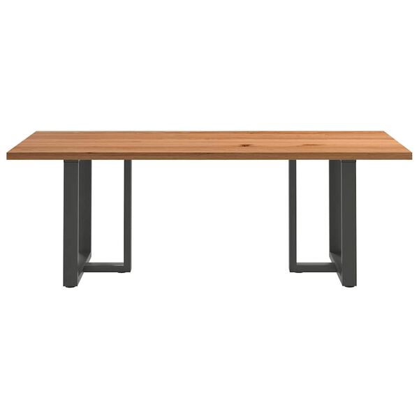 vidaXL Eettafel rechthoekig 220x100x74 cm massief eikenhout lichtbruin