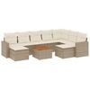 vidaXL 10-delige Loungeset met kussens poly rattan beige