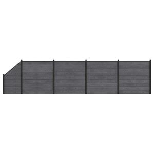 vidaXL Hek set 5 st 792 x 186 cm WPC en Aluminium Grijs