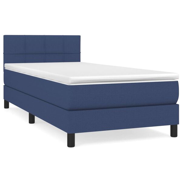 vidaXL Boxspring met matras stof blauw 100x200 cm