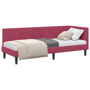 vidaXL Hoekbedframe met hoofdeinde Wijnrood 80 cm x 200 cm Fluweel