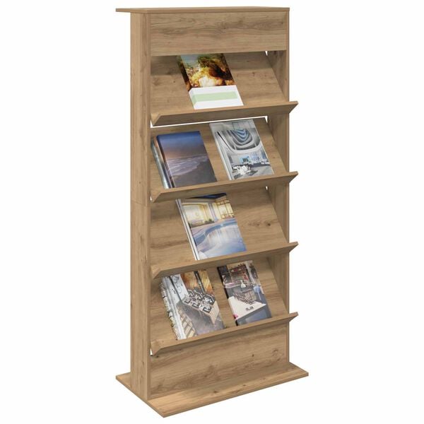 vidaXL Tijdschrift Rek Artisan Eiken 70 x 41 x 156 cm Bewerkt hout