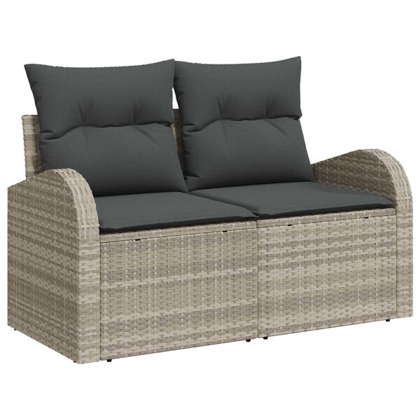 vidaXL Tuin Sofa Set met kussen 6 pcs Lichtgrijs poly rattan