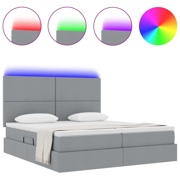 vidaXL Bed met LED-striplichten Lichtgrijs 200 x 200 cm Stof