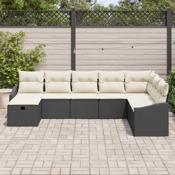 vidaXL Tuin Sofa Set met kussen 8 pcs Zwart Poly riet