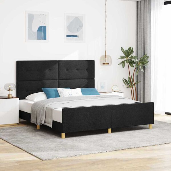 vidaXL Bedframe met hoofdeinde Zwart 180 x 200 cm Stof