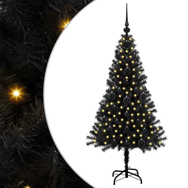 vidaXL Kerstboom met 150 LED met standaard Zwart 120 cm PVC
