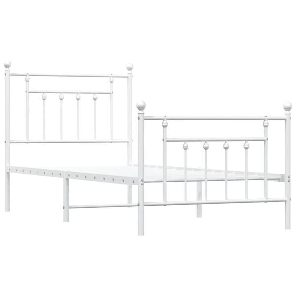 vidaXL Bedframe met hoofd- en voeteneinde metaal wit 90x200 cm
