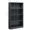 vidaXL Boekenkast 4 schappen 80x24x142 cm bewerkt hout hoogglans grijs