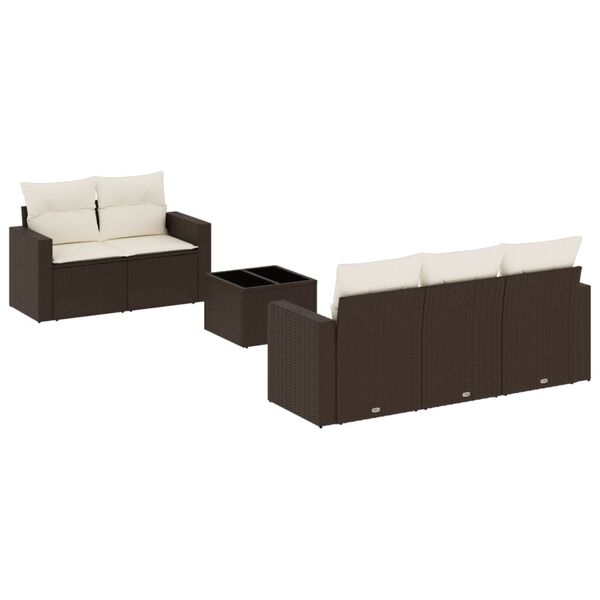 vidaXL 6-delige Loungeset met kussens poly rattan bruin