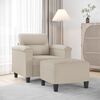 vidaXL Fauteuil met voetenbank 60 cm microvezelstof cr&egrave;me