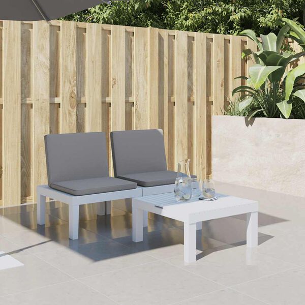 vidaXL Ligbed met kussens PP wit