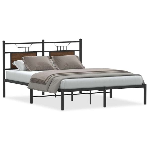 vidaXL Bedframe zonder matras bewerkt hout bruin eikenkleur 137x190 cm