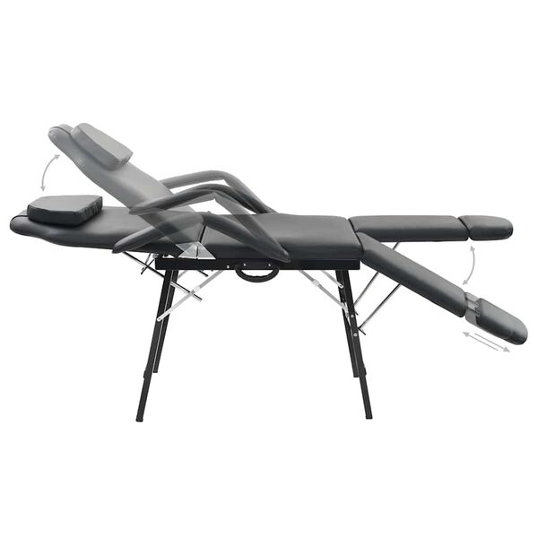 vidaXL Gezichtsbehandelstoel draagbaar 185x78x76 cm kunstleer zwart