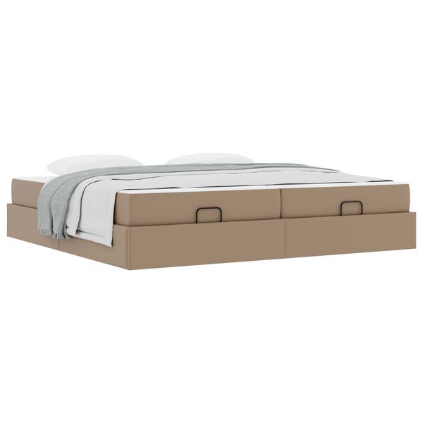 vidaXL Bedframe met matras met matras 2 pcs Tan PVC