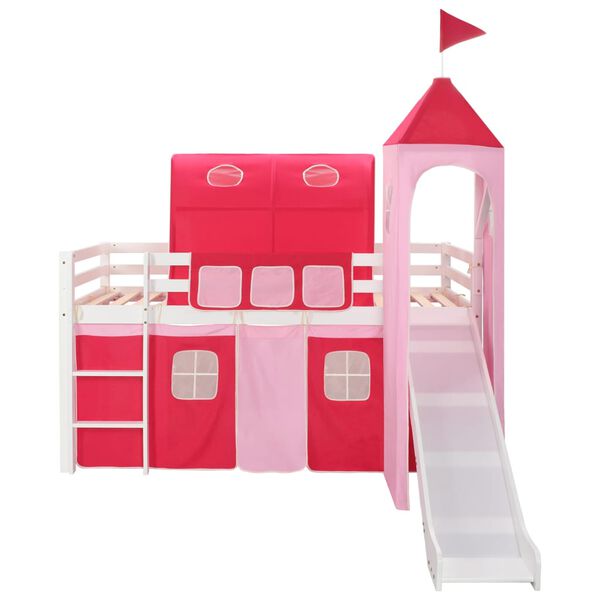 vidaXL Kinderhoogslaper met glijbaan en ladder 208x230 cm grenenhout