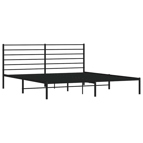 vidaXL Bedframe met hoofdbord metaal zwart 180x200 cm