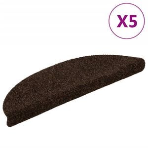 vidaXL Trapmatten Zelfklevend 5 stuks 56x17x3 cm Bruin Halfrond