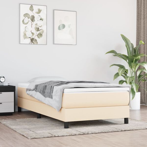 vidaXL Boxspring bed 100x200 cm stof cr&egrave;mekleurig