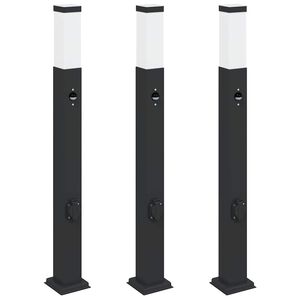 vidaXL Bolderverlichting met sensor en stopcontact 3 stuks 80 cm zwart IP44