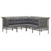 vidaXL 5-delige Loungeset met kussens poly rattan grijs