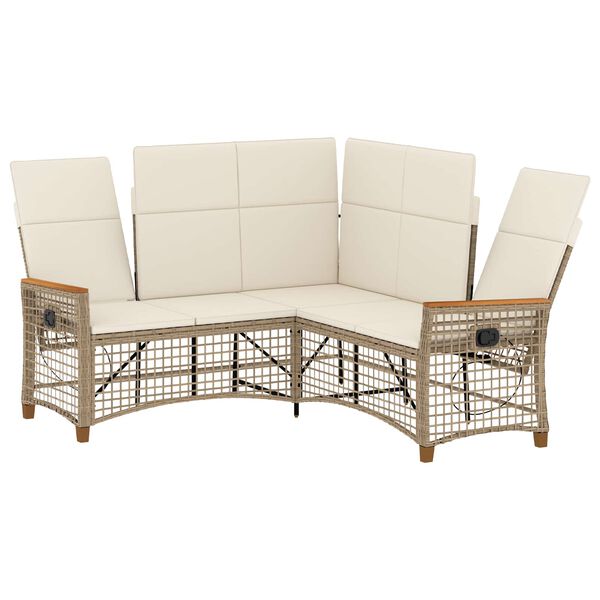 vidaXL Tuin ligbankset Beige en Cr&egrave;me Wit 164 x 164 x 112 cm