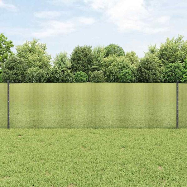 vidaXL Hek met Paal Grijs 0,6 x 10 m Staal en PVC