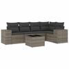 vidaXL 6-delige Loungeset met kussens poly rattan grijs