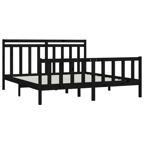 vidaXL Bedframe massief grenenhout zwart 180x200 cm