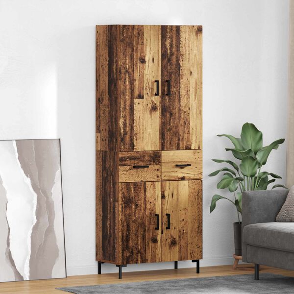 vidaXL Highboard met lade Oud Hout 69,5 x 34 x 180 cm Bewerkt hout