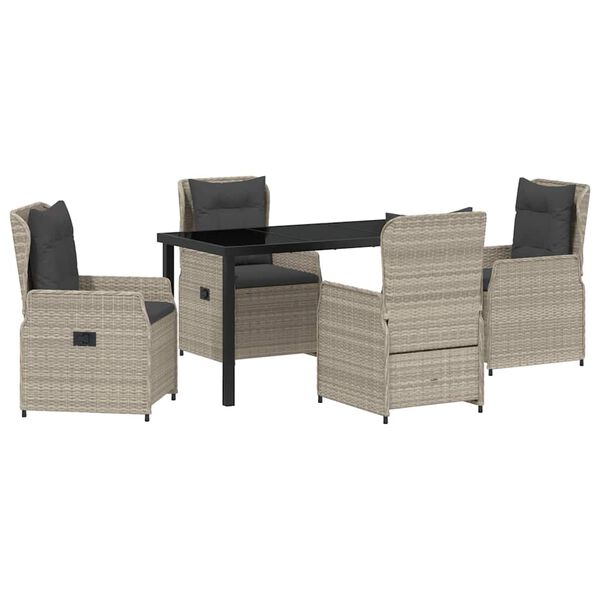 vidaXL Tuin eettafelset 5 pcs Lichtgrijs poly rattan